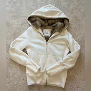 Vintage Urban Behavior Faux Fur Lined Cream Hoodie in Size XS